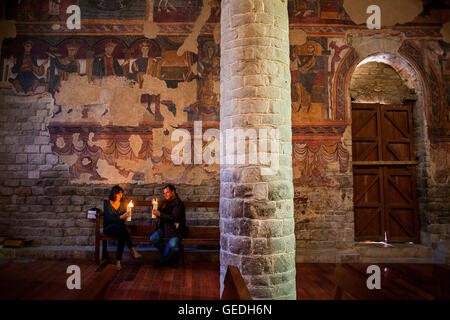 Peintures à l'église de Santa Maria.Eglise romane.Taüll. La vallée de Boí, province de Lleida, Catalogne. Espagne Banque D'Images