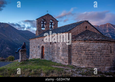 Ermitage de Sant Quirç.chapelle romane.Durro.Boí.Lleida province. La Catalogne. Espagne Banque D'Images