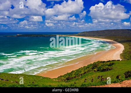 Géographie / voyages, Nouvelle-Zélande, île du Sud, la baie et la péninsule de Tautuku Tautuku et beach vu de Florence Hill Lookout le long de la piste du patrimoine côtier Catlins, le sud de l'itinéraire touristique, Southland, Catlins, île du Sud, No-Exclusive-Utilisation Banque D'Images