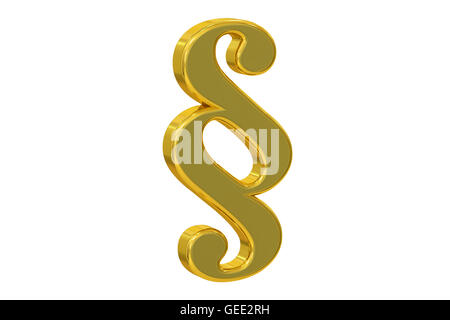 Symbole d'or paragraphe, rendu 3D isolé sur fond blanc Banque D'Images