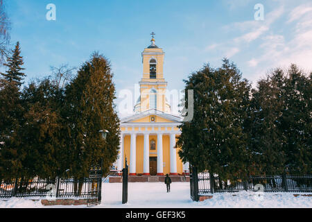 Cathédrale Orthodoxe église biélorusse de Saint Pierre et Paul à Gomel, au Bélarus. La saison d'hiver Banque D'Images