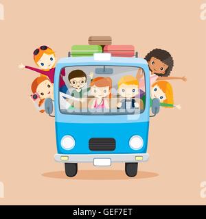 Les gens sur la conduite de voyager, van voyages Voyage, aventure, transport Illustration de Vecteur