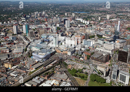 Vue aérienne du centre-ville de Birmingham et le centre commercial Bullring, UK Banque D'Images