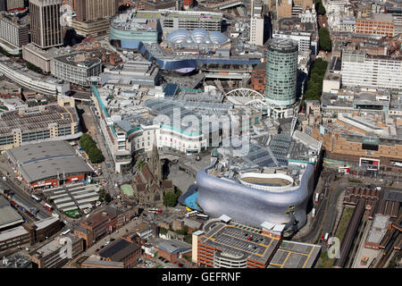 Vue aérienne du centre-ville de Birmingham et le centre commercial Bullring, UK Banque D'Images