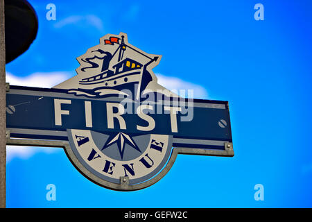 Géographie, voyage, Canada, Manitoba, Gimli, décoratives des plaques de rue en ville Gimli sur les rives du lac Winnipeg, Manitoba, Banque D'Images