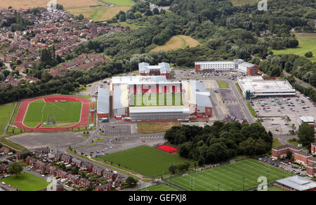 Vue aérienne de Leigh Centurions Rugby League Club sol, Leigh Sports Village Stadium, Lancashire, UK Banque D'Images