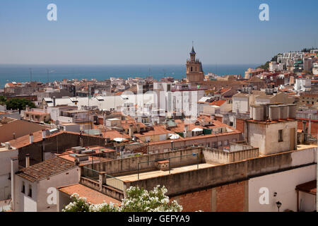 Costa del Maresme, Arenys de Mar, le paysage urbain, l'église de Santa Maria, l'Esglesia Comarca Maresme Banque D'Images