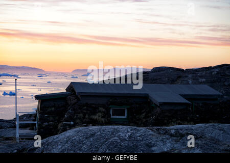 Les glaciers sont sur l'océan Arctique à Ilulissat au Groenland Banque D'Images