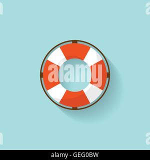 Bouée dans un style plat. L'équipement de protection pour la baignade. Mer vacances d'été. Vector illustration. Illustration de Vecteur