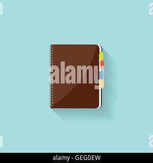 Ordinateur portable dans un style plat. Rappel, journal. Planificateur d'affaires. Brochure. Papier. Vector illustration. Illustration de Vecteur