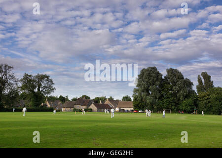 Match de cricket village sur une belle soirée d'été Banque D'Images