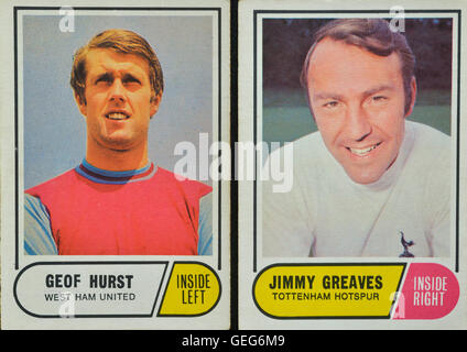 Bubble Gum trading cartes de soccer de Geoff Hurst et Jimmy Greaves. Banque D'Images