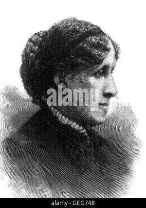 Louisa May Alcott (1832-1888). Portrait de l'écrivain américain surtout connu pour son roman 'peu de femmes". La gravure sur bois, 1888. Banque D'Images