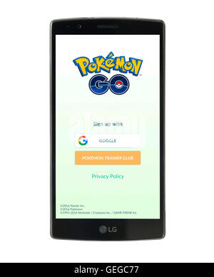 Pokemon aller sur un smartphone LG G4 Banque D'Images