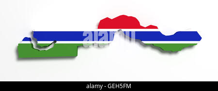 Le rendu 3D de la Gambie carte et drapeau sur fond blanc Banque D'Images