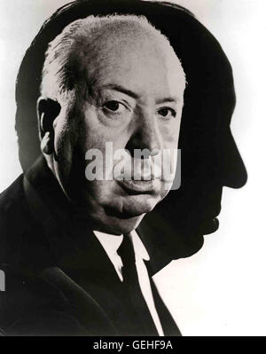 Le maître du suspens - directeur britannique Alfred Hitchcock, vers 1955, 1950, British, Hitchcock, Alfred, Portrait, directeur, producteur, l'ombre, silhouette, Alfred Hitchcock Banque D'Images