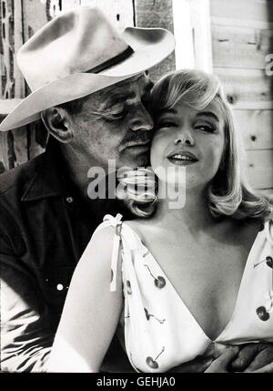 Clark Gable, Marilyn Monroe, Roslyn Tabor (Marilyn Monroe) trifft den Rodeo-Reiter à Reno Gay Langland (Clark Gable). *** *** Légende locale 1961, années 1960, années 1960, er Misfits Misfits,, Le Gesellschaftsfaehig - nicht Banque D'Images