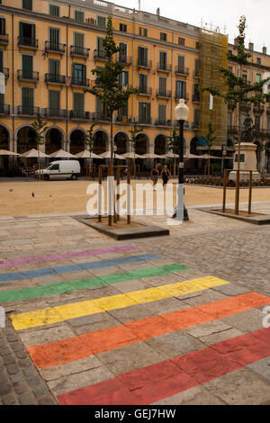 Placa De La Independencia, Gérone, Espagne Banque D'Images