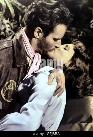 Elena (Nicole Maurey), Harry (Charlton Heston) *** légende locale *** 1954, Secret des Incas, l', Das Geheimnis der Inkas Banque D'Images