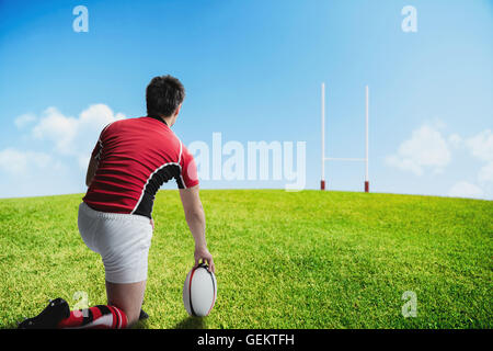 Portrait de joueur de rugby japonais prépare à lancer la balle Banque D'Images