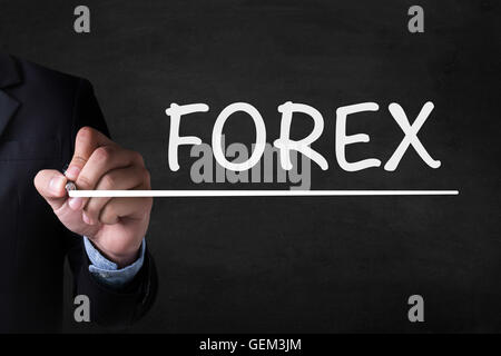 Le forex et homme d'affaires Page de dessin sur tableau noir Banque D'Images