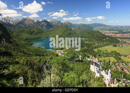 Géographie / billet, l'Allemagne, la Bavière, l'Allgaeu, Allgaeu, château de Neuschwanstein, Alpsee Schwansee (lac), (lac), Füssen, Tannheimer Berge (Montagnes de Tannheim), No-Coffee Table-Book-, utiliser : Allgäu Banque D'Images