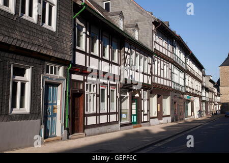 Géographie / voyage, ALLEMAGNE, Basse-Saxe, Harz, Goslar, Breite Strasse, maison à colombages, Banque D'Images