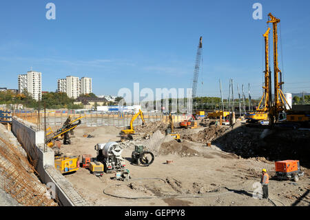 Géographie / voyage, Allemagne, Bade-Wurtemberg, Stuttgart, Stuttgart sur le site de construction-21 salon, Osloer Strasse, avec des voies de chemin de fer de la gare centrale, Banque D'Images