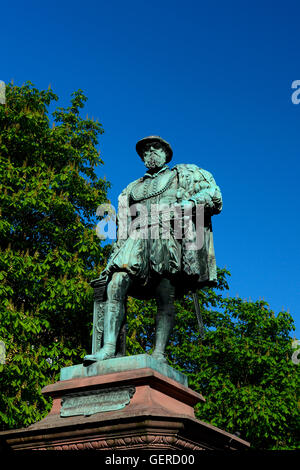 Statue Herzog Christoph von Wuerttemberg, Schlossplatz, Stuttgart, Bade-Wurtemberg, Allemagne Banque D'Images