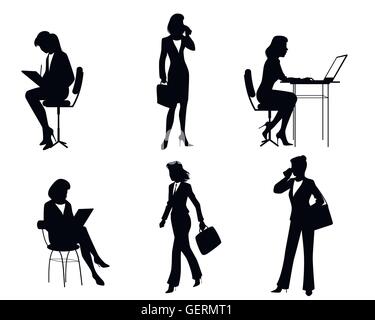 Vector illustration d'un six silhouettes de femmes d'affaires Illustration de Vecteur