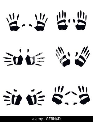Vector illustration d'une image de silhouettes d'empreintes digitales sur blanc Illustration de Vecteur
