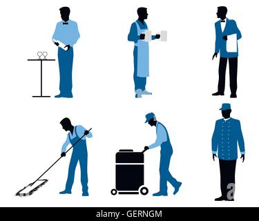 Vector illustration d'un six silhouettes professionnels Illustration de Vecteur