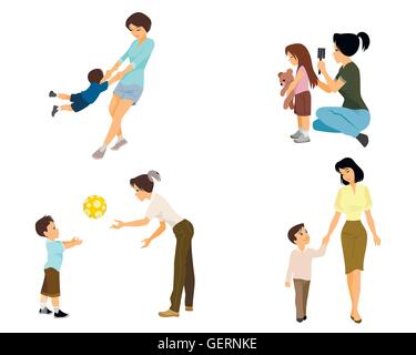 Vector illustration d'un enfant jouer avec mère Illustration de Vecteur