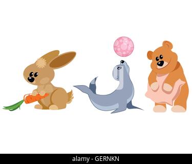 Vector illustration of a trois animaux drôles Illustration de Vecteur
