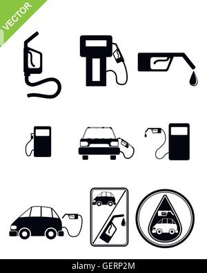 Vector illustration d'une station de ravitaillement icons Illustration de Vecteur