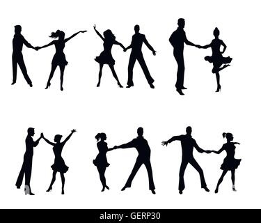 Vector illustration d'un six couples de danseurs Illustration de Vecteur