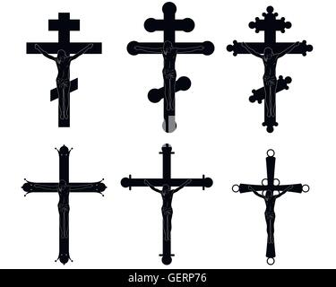 Vector illustration d'un six silhouettes crucifixions Illustration de Vecteur