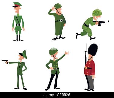 Vector illustration d'un jeu de six soldats Illustration de Vecteur