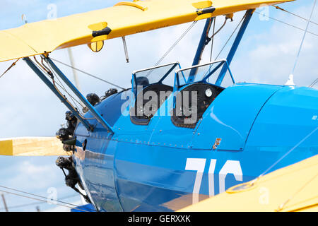 Boeing Stearman PT-13D Kaydet cockpit biplan Banque D'Images