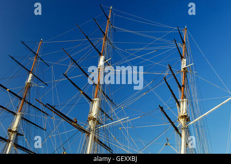 Le Cutty Sark amarré près de la Tamise à Greenwich. Banque D'Images