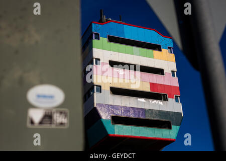 Détail sur l'arrière de l'Bierpinsel à Steglitz, Berlin, Allemagne. Banque D'Images