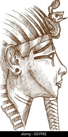 Masque de Toutankhamon or hand drawn Illustration de Vecteur