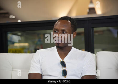 SAN DIEGO COMIC CON : 22 juillet, 2016. Acteurs Malcolm Goodwin et Rahul Kohli à partir de la CW television show iZombie interviewé Banque D'Images