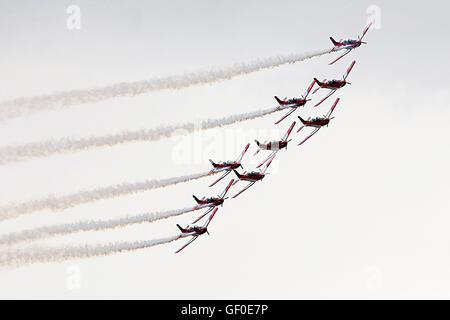 Démonstration de vol.swiss Aerobatic Team PC-7. UK Meetings. Banque D'Images