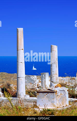 Site archéologique de Délos dans îles Cyclades, Grèce Banque D'Images