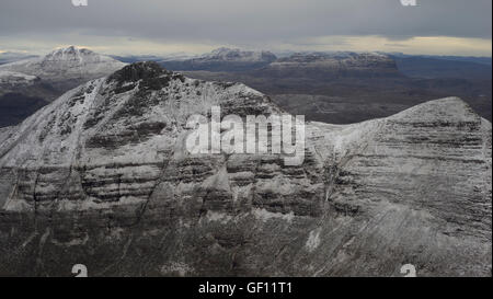 La vue au sud de Quinag vers les montagnes Canisp, Suilven et Cul Mor, Sutherland, Highlands, Scotland, UK Banque D'Images