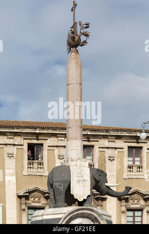 Fontaine des éléphants, Catane, Sicile, Italie Banque D'Images