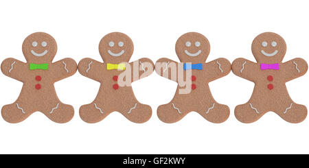 Gingerbread Man, les cookies. Le rendu 3D isolé sur fond blanc Banque D'Images
