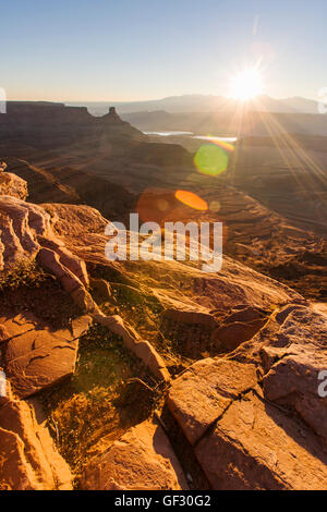 Lever du soleil à Dead Horse Point State Park, Utah, USA Banque D'Images