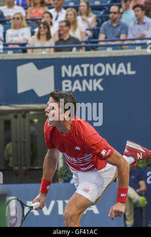 Toronto, Ontario, Canada. 28 juillet, 2016. Milos Raonic du Canada bat Jared Donaldson de United States pendant le troisième tour de la Coupe Rogers tournoi au centre d'Aviva. 6-2, 6-3. Credit : Joao Luiz de Franco/ZUMA/Alamy Fil Live News Banque D'Images